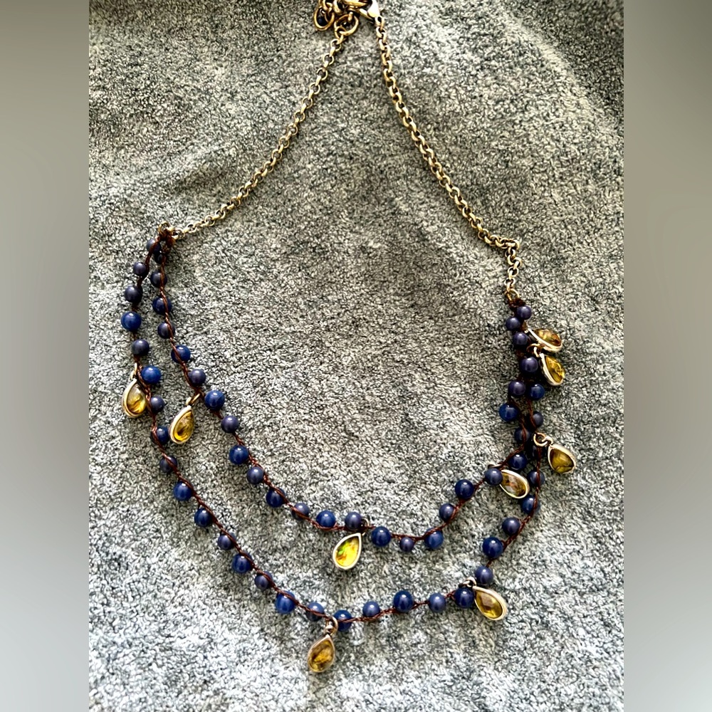 BLUE and SILVER BEADED NECKLACE